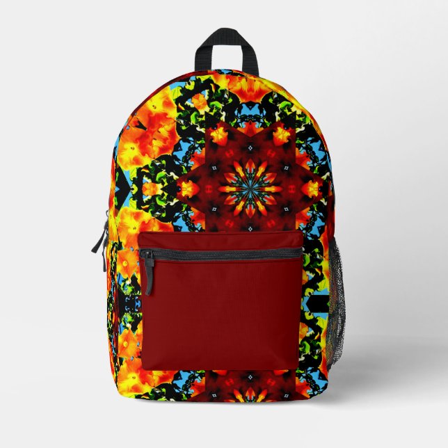 Floral Orange Printed Backpack (Front)