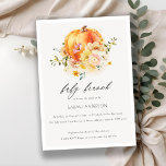 Floral Orange Pumpkin Baby Brunch Shower Invite<br><div class="desc">For any further customisation or any other matching items,  please feel free to contact me at yellowfebstudio@gmail.com</div>