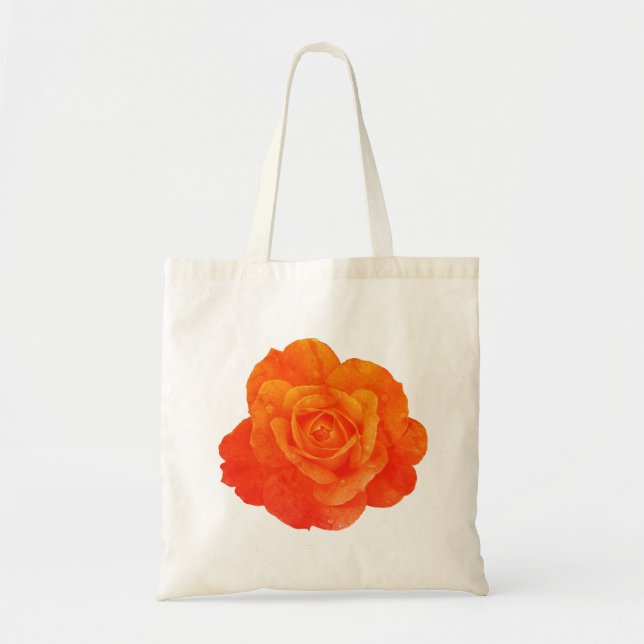 Floral Orange Rose Bridesmaid Gift Favour Weddings Tote Bag (Front)