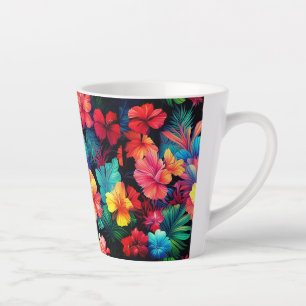 Floral Orange Tropical Flowers Leaves-66771 Latte Mug