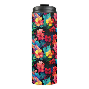 Floral Orange Tropical Flowers Leaves-66771 Thermal Tumbler