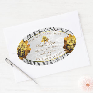 Floral Orange White Tree Bark Grain Product Labels