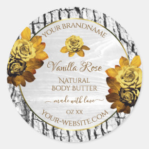 Floral Orange White Tree Bark Grain Product Labels