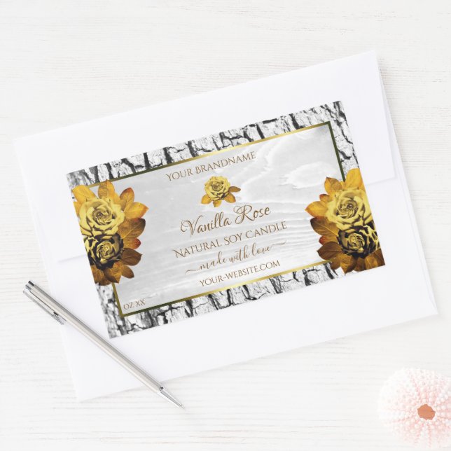 Floral Orange White Tree Bark Grain Product Labels (Envelope)
