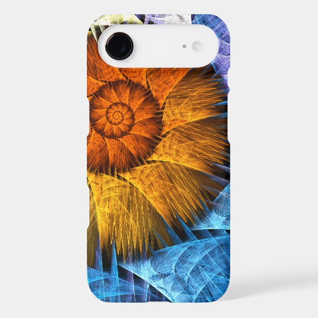 Floral Orange Yellow Blue Abstract Art (Back)