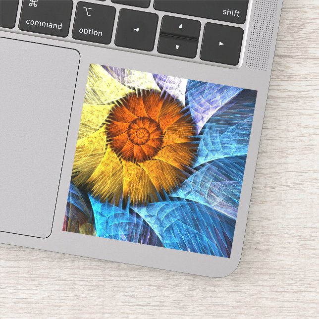 Floral Orange Yellow Blue Abstract Art (Detail)