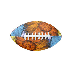 Floral Orange Yellow Blue Abstract Art American Football