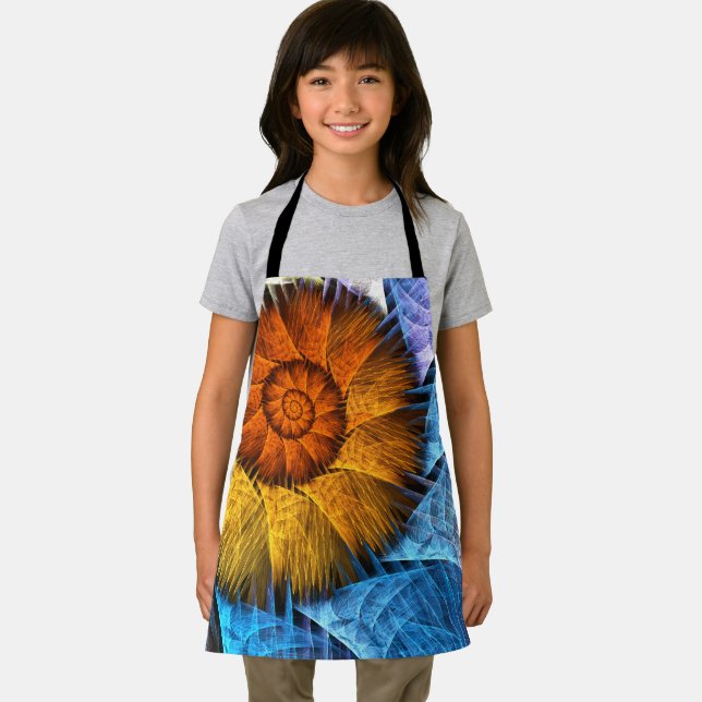 Floral Orange Yellow Blue Abstract Art Apron (Insitu)