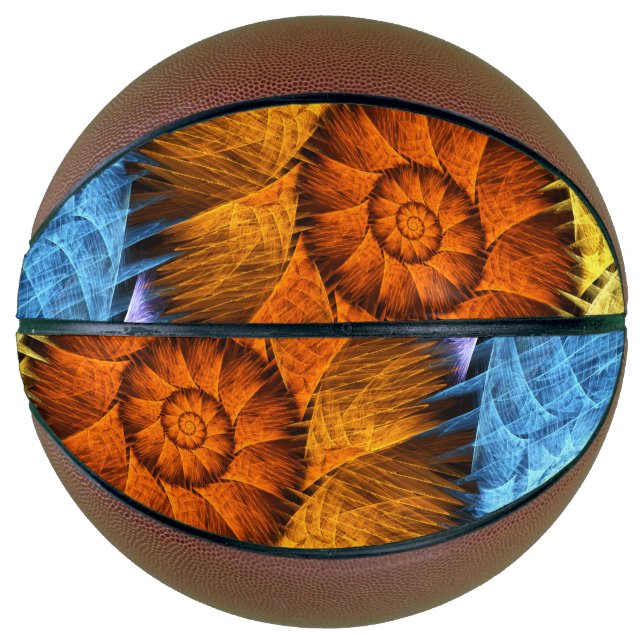 Floral Orange Yellow Blue Abstract Art Basketball (Front)