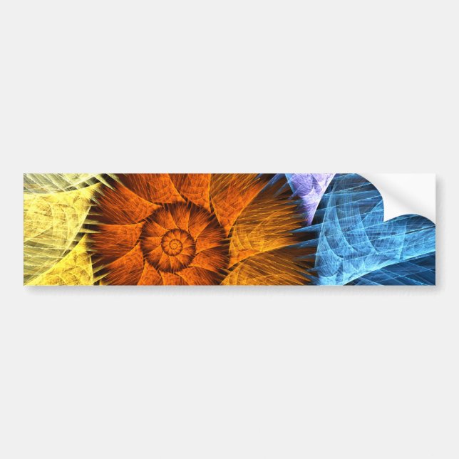 Floral Orange Yellow Blue Abstract Art Bumper Sticker (Front)