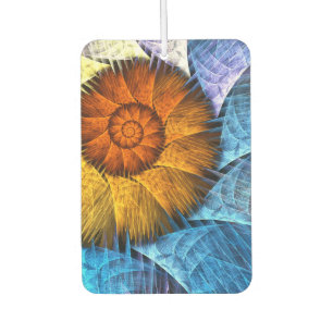 Floral Orange Yellow Blue Abstract Art Car Air Freshener