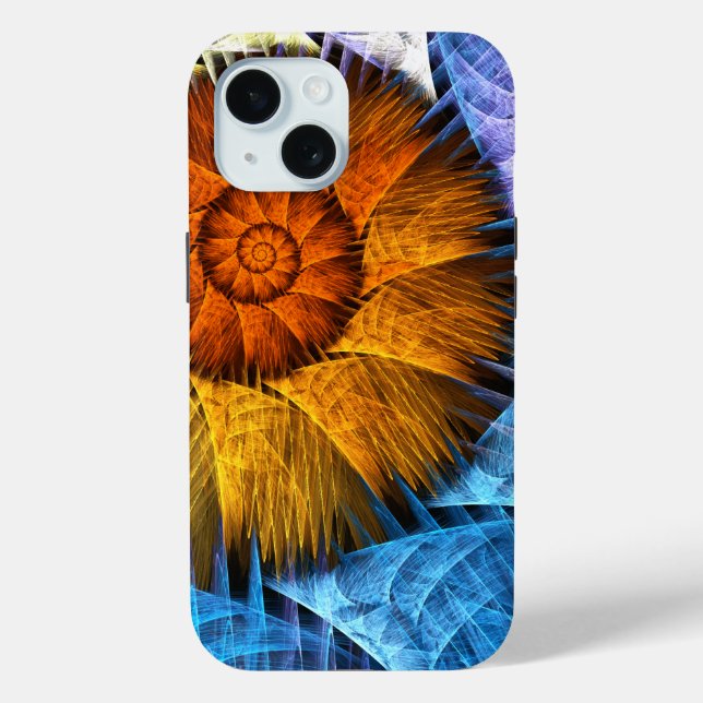 Floral Orange Yellow Blue Abstract Art Case-Mate iPhone Case (Back)
