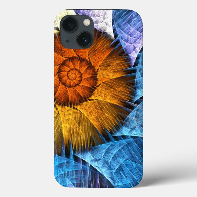 Floral Orange Yellow Blue Abstract Art Case-Mate iPhone Case (Back)