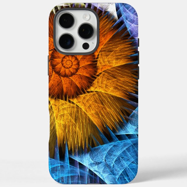Floral Orange Yellow Blue Abstract Art Case-Mate iPhone Case (Back)