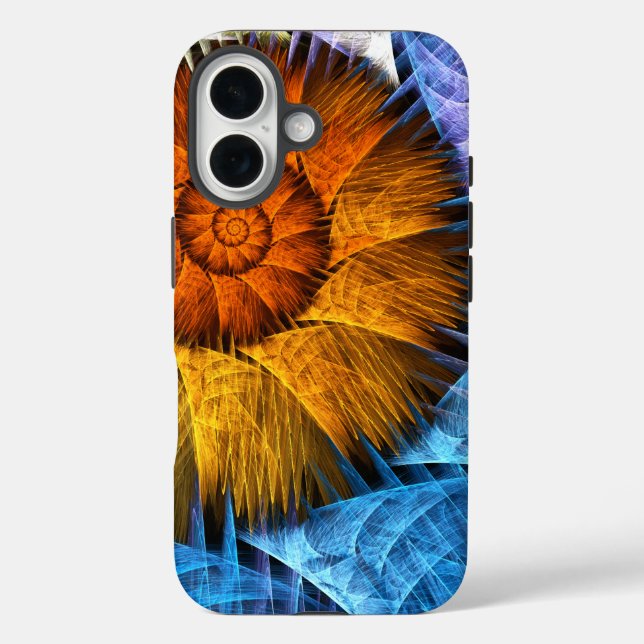 Floral Orange Yellow Blue Abstract Art Case-Mate iPhone Case (Back)