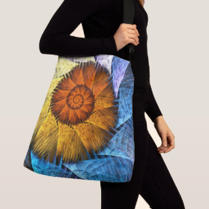 Floral Orange Yellow Blue Abstract Art Crossbody Bag