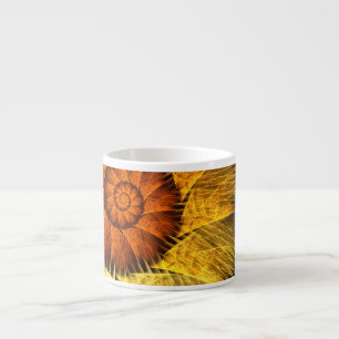 Floral Orange Yellow Blue Abstract Art Espresso Cup