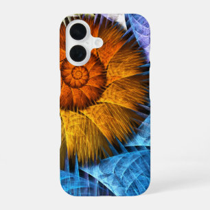 Floral Orange Yellow Blue Abstract Art iPhone 16 Case