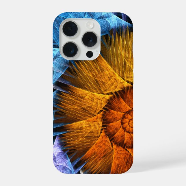 Floral Orange Yellow Blue Abstract Art iPhone Case (Back)