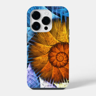 Floral Orange Yellow Blue Abstract Art iPhone 14 Pro Case