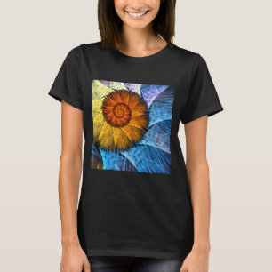 Floral Orange Yellow Blue Abstract Art T-Shirt
