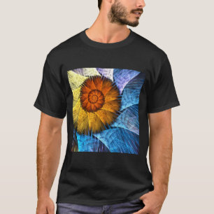 Floral Orange Yellow Blue Abstract Art T-Shirt