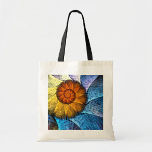 Floral Orange Yellow Blue Abstract Art Tote Bag