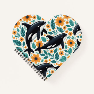 Floral orca Spiral Photo Notebook