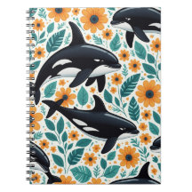 Floral orca Spiral Photo Notebook