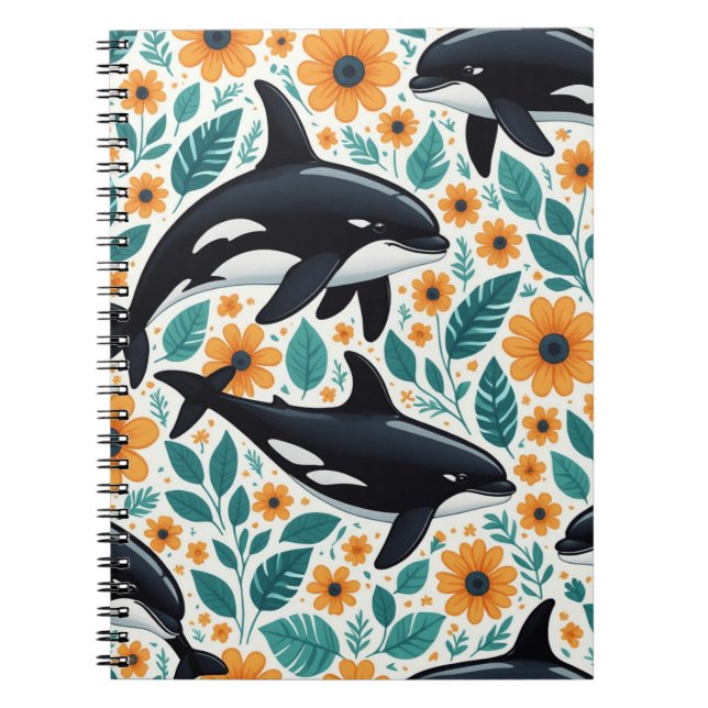 Floral orca Spiral Photo Notebook (Front)