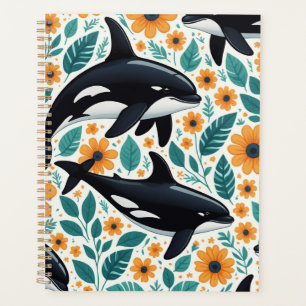 Floral orca Spiral Photo Notebook Planner