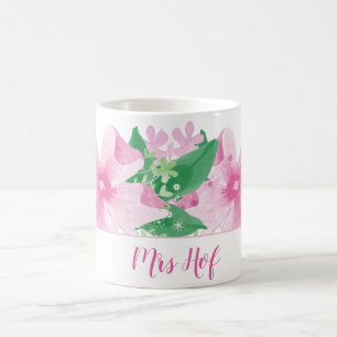 Floral Orchid Pink Monogram Coffee Mug