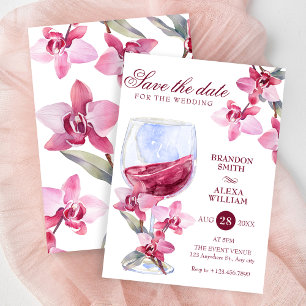 Floral orchid wine watercolor wedding save the date