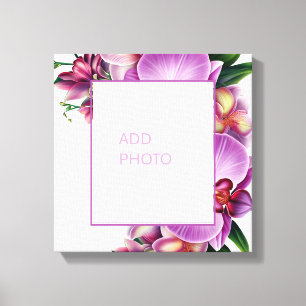 Floral Orchids Add Photo Stretched Canvas