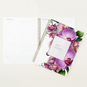 Floral Orchids Add Two Photos Planner