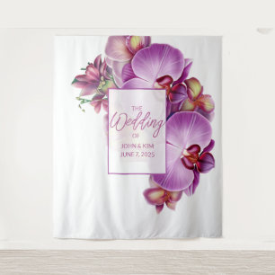 Floral Orchids Wedding Backdrop Tapestry