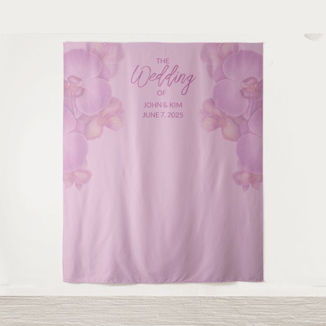 Floral Orchids Wedding Backdrop Tapestry (Front)
