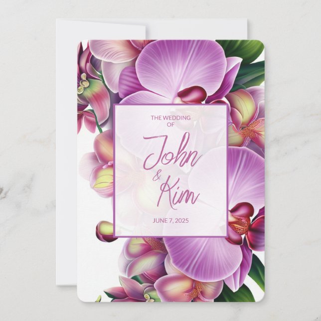 Floral Orchids Wedding Invitation  (Front)