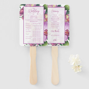 Floral Orchids Wedding Program Set of Fans