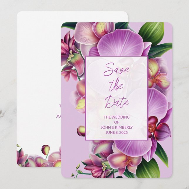 Floral Orchids Wedding Save The Date (Front/Back)