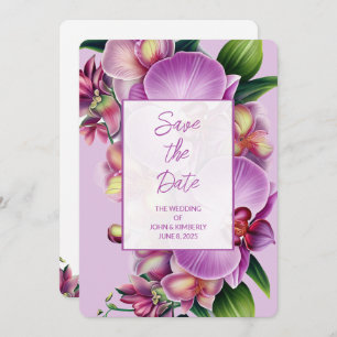 Floral Orchids Wedding Save The Date