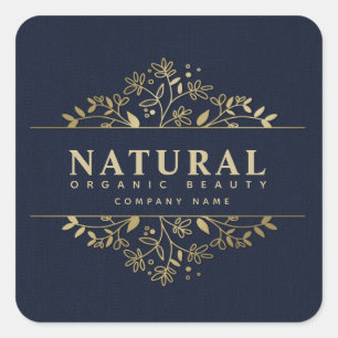 Floral organic beauty and cosmetics square sticker