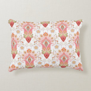 Floral oriental damask pattern with paisley and pe decorative cushion