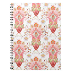 Floral oriental damask pattern with paisley and pe notebook