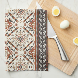 Floral Oriental Ethnic Pattern  Tea Towel