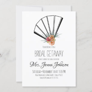 Floral Oriental Japanese Fan Bridal Shower  Invitation