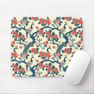 Floral Oriental Peacock Japandi style Mouse Mat