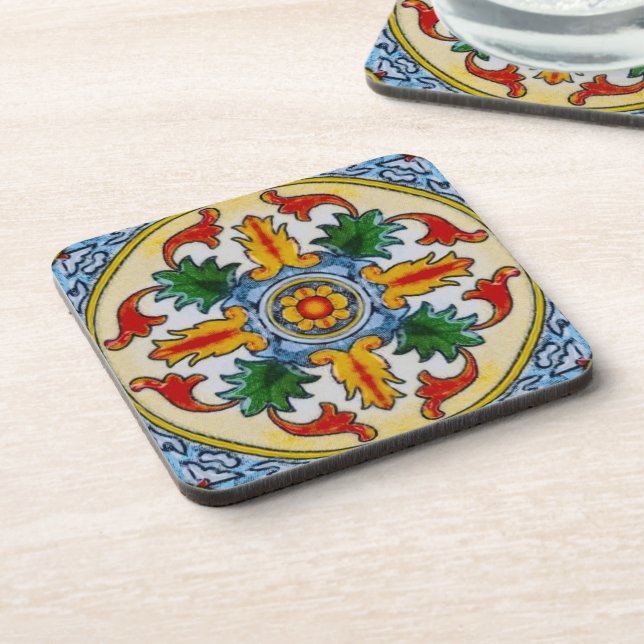 Floral Ornament Art Nouveau Barware Coaster (Left Side)