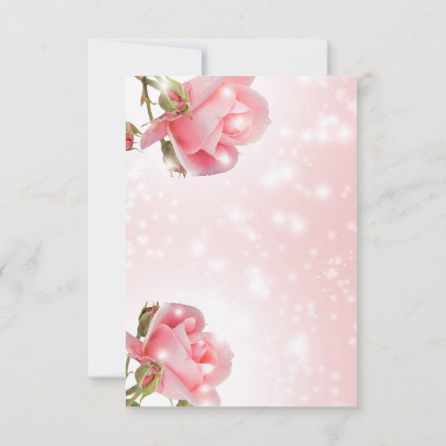 Floral Ornament Baby Girl and Rose  RSVP Card (Back)