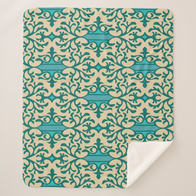 Floral Ornament: Fashionable Modern Seamless Sherpa Blanket (Front)